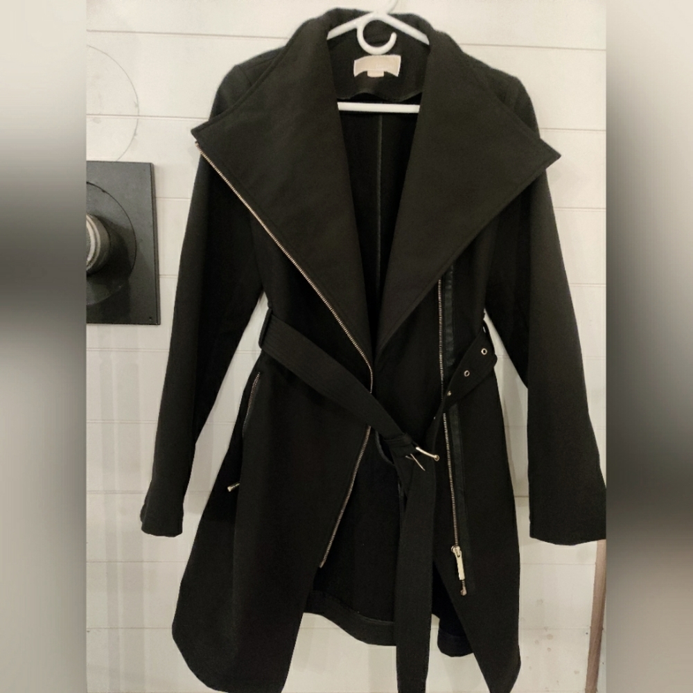 Michael Kors waterproof trench w/ gold accents